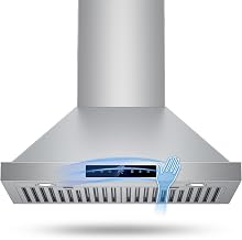 1200 CFM 30 Inch Wall Mount Range Hood, Stainless Steel Angled Design