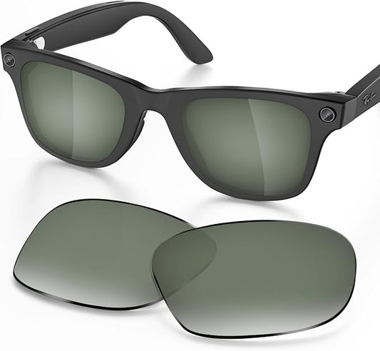 Replacement Lenses Compatible with Ray-Ban Meta Wayfarer RW4006 50mm Smart Glasses for Women Men-Non/Polarized Lenses