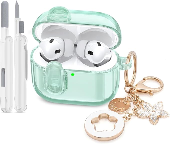 Case for Apple Airpods iPods Pro 3 Cases Cover Clear 2025 Cute Women, VISOOM Cute Air Pods Pro3 Case Clear Transparent Airpods iPods Pro 3rd Gen Protective Cases with Keychain/Lock/Cleaning Kit
