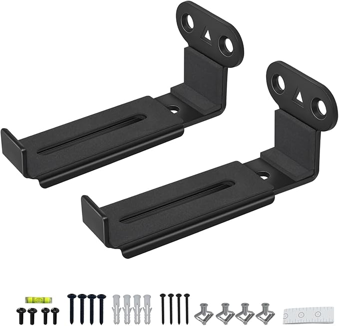 Soundbar Wall Mount,All Metal Sound Bar Mounts Under TV for Sonos,Samsung, Bose, Vizio, LG, Sony, JBL and More,Depth Adjustable 3.7”-6.3”, Hold up to 30 lbs,HD-118,2 Packs,Black