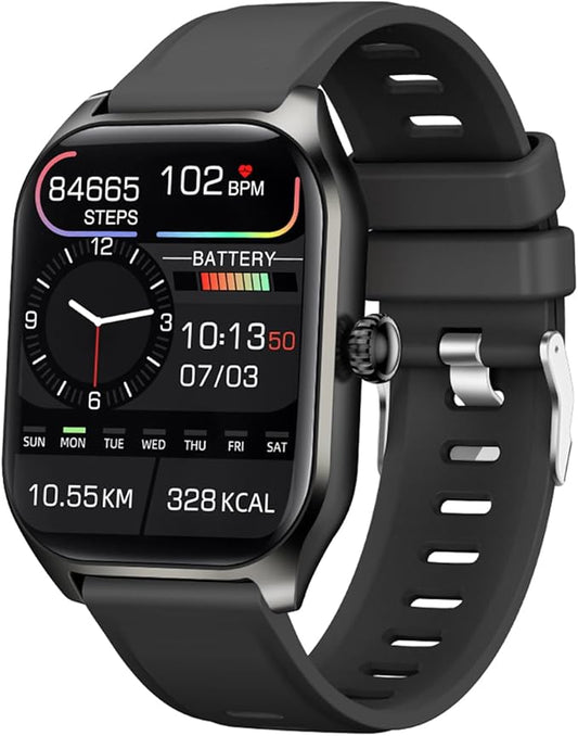 Smart Watch (Answer/Make Calls), 2.01“Inch Fitness Tracker, Heart Rate/Sleep Monitor/Pedometer/Calories, Multiple Sports Modes, Waterproof Women's Men's Fitness Watch for Android iPhone (black)