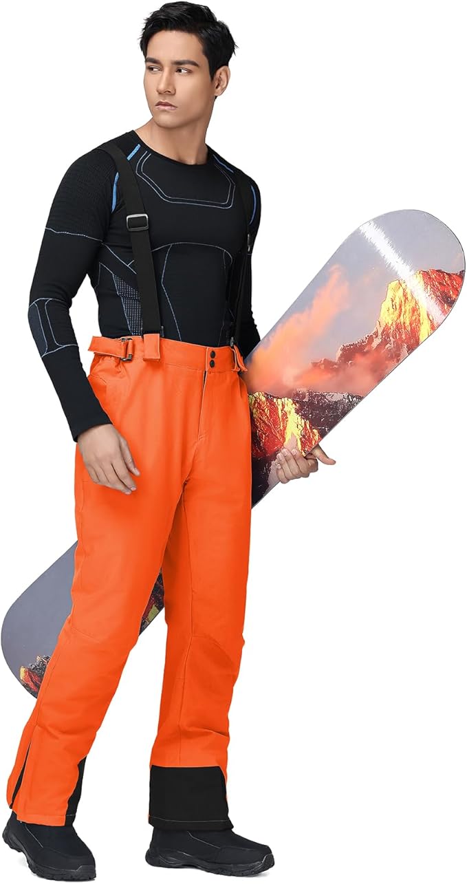 RIUIYELE Men's Ski Pants Insulated Snow Bibs Warm Winter Snowboard Bibs Overalls Waterproof Winterproof with Suspenders