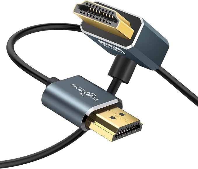 Twozoh Flexible HDMI to HDMI Cable Up Angled 270° 6.6FT, Ultra Thin and Slim HDMI Cord Support 3D/4K@60Hz
