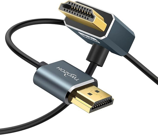 Twozoh Flexible HDMI to HDMI Cable Up Angled 270° 6.6FT, Ultra Thin and Slim HDMI Cord Support 3D/4K@60Hz