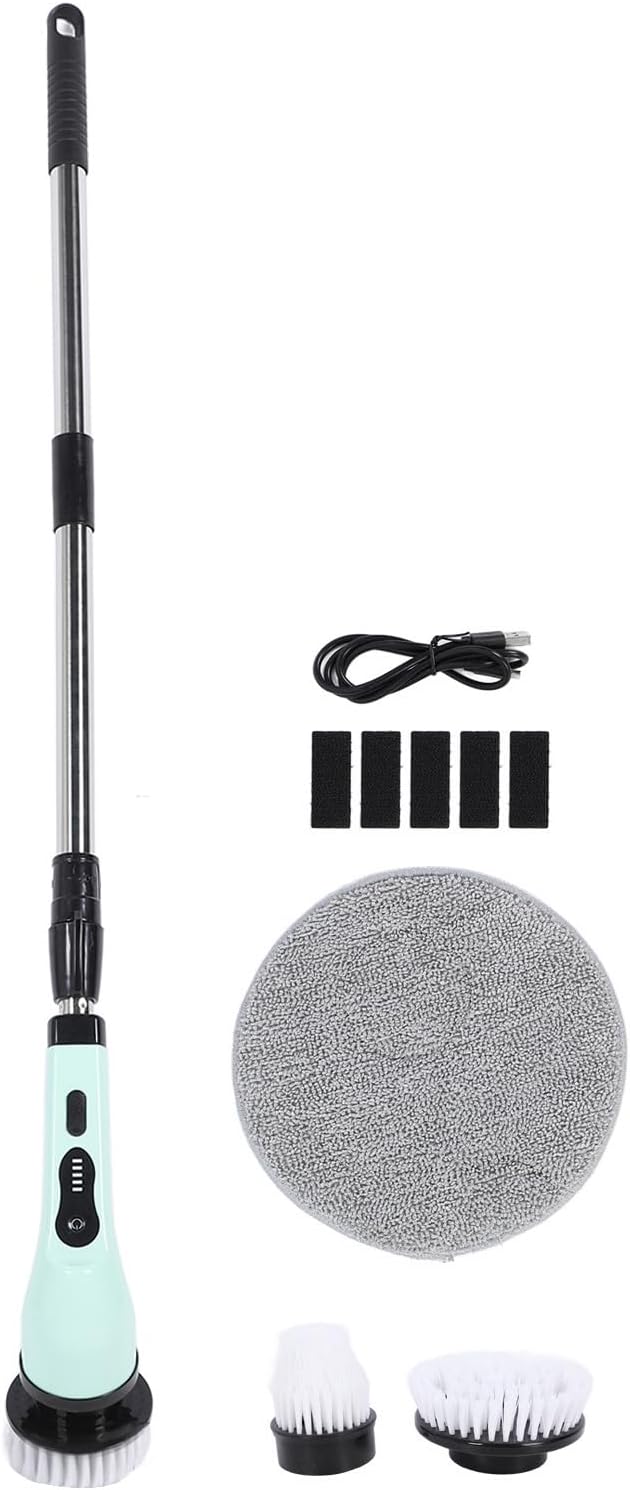 Electric Scrubber, Cordless ful gor Bathtubs Solar Panels Washbasins Window Tiles, Includes 3 B Heads