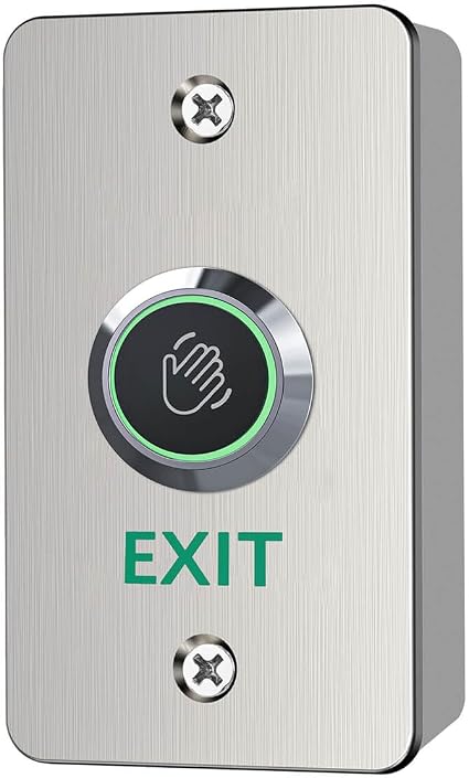 Infrared Sensor Exit Button with Back Box IR Touchless Door Release 304 Stainless Steel IP67 Waterproof with LED Indicator for Access Control Systems