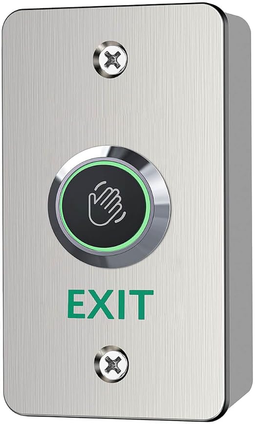 Infrared Sensor Exit Button with Back Box IR Touchless Door Release 304 Stainless Steel IP67 Waterproof with LED Indicator for Access Control Systems