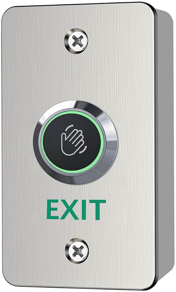 Infrared Sensor Exit Button with Back Box IR Touchless Door Release 304 Stainless Steel IP67 Waterproof with LED Indicator for Access Control Systems