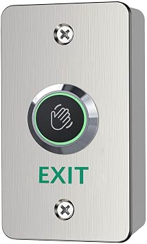 Infrared Sensor Exit Button with Back Box IR Touchless Door Release 304 Stainless Steel IP67 Waterproof with LED Indicator for Access Control Systems