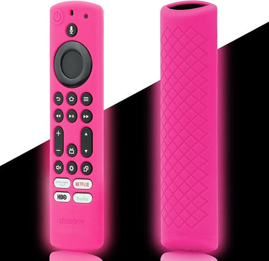 LEFXMOPHY Case for Toshiba/Insignia 2020-2023 Remote Control Cover, Hot Pink Silicone Protector Anti-Slip Skin Sleeve Glow in Dark for Women Girl