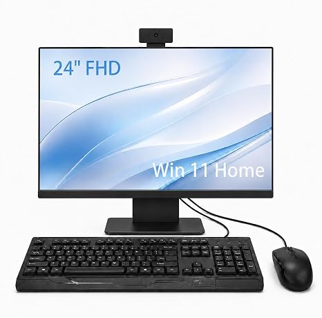 24" All-in-One Desktop Computer, i5 CPU, 16GB RAM 256GB SSD, AIO FHD Monitor, HD Privacy Protection Webcam, WiFi 6 + BT 5.3, Win 11 Home