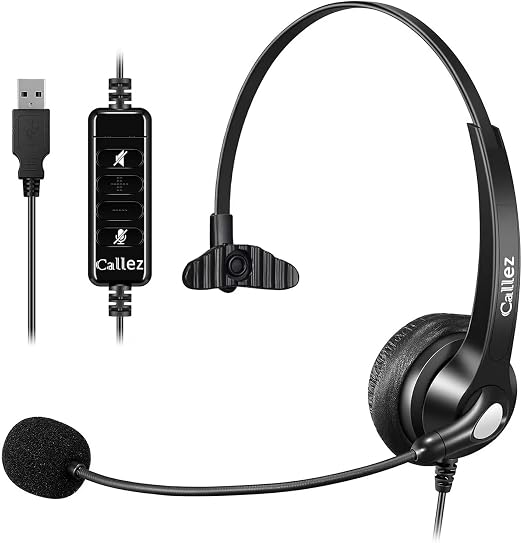 Callez USB Headset with Microphone Noise Cancelling & Audio Controls