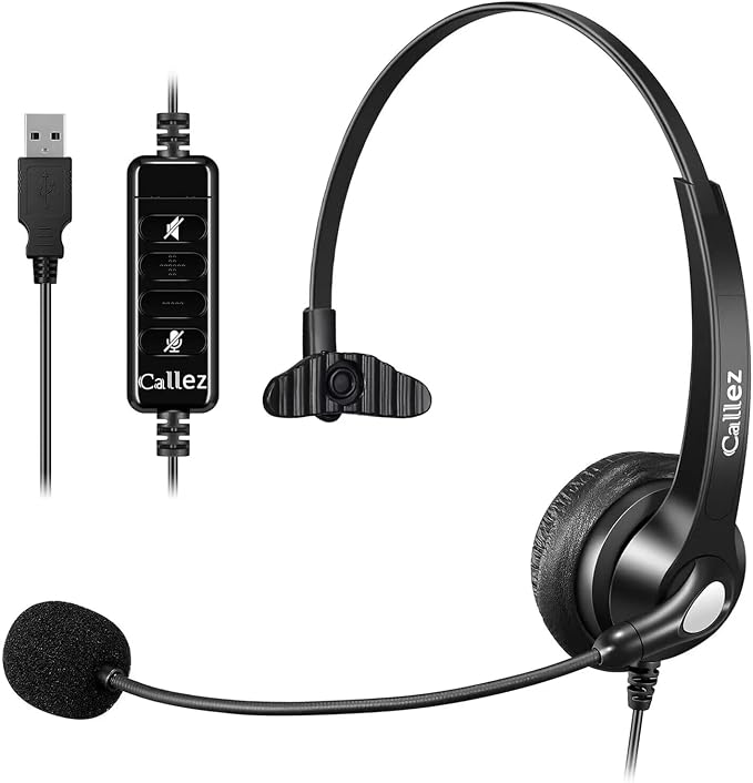 Callez USB Headset with Microphone Noise Cancelling & Audio Controls