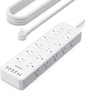 20 Outlet Power Strip with USB C,6Ft Extension Cord with Multiple Outlets, 2700 Joules Surge Protector,1875W/15A, ETL Listed for Home Office Dorm Gaming (White, 6FT)