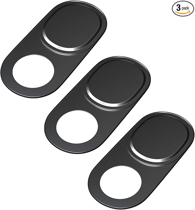 Laptop Camera Cover Slide, 0.027 Inch Ultra-Thin Metal Camera Privacy Covers, Webcam Cover Camera Cover Slide for iPhone, iPad, Mac, MacBook, Laptop, PC, Protect Your Privacy Security (Black-3 Pack)