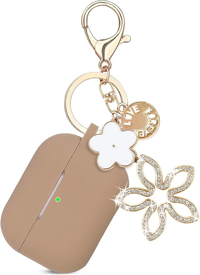 Compatible with AirPods Pro 2nd Generation Case with Cleaner Kit, Silicone Protective Case for Apple AirPod Pro 2nd/1st Earbuds Wireless Charging Cases with Bling Keychain (Milk Tea)