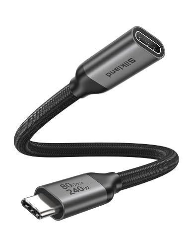 Silkland 80Gbps USB4 USB C Extension Cable 240W for Thunderbolt 5/4, 1.6FT