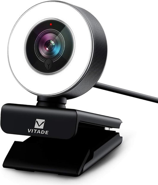PC Webcam for Streaming HD 1080P, 960A USB Pro Computer Web Camera Video Cam for Mac Windows Laptop Conferencing Gaming Webcam with Ring Light & Microphone