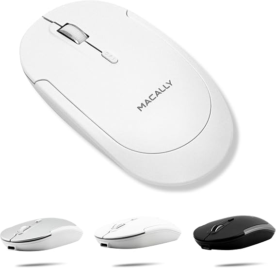 Macally Wireless Bluetooth Mouse for Mac, MacBook Pro/Air, iPad, and PC - Quiet Click and Comfortable Compatible Apple Mouse Wireless - Rechargeable - White - Image 7