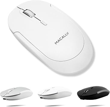 Macally Wireless Bluetooth Mouse for Mac, MacBook Pro/Air, iPad, and PC - Quiet Click and Comfortable Compatible Apple Mouse Wireless - Rechargeable - White - Image 2