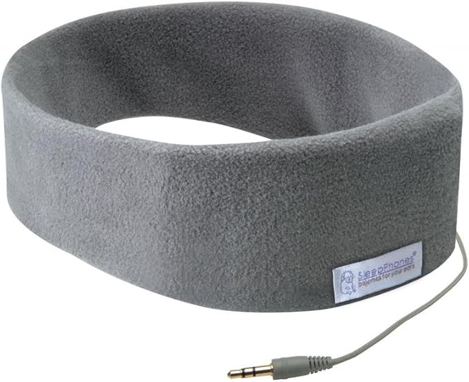 AcousticSheep SleepPhones Classic | Corded Headphones for Sleep, Travel, and More | The Original and Most Comfortable Headphones for Sleeping | Soft Gray - Fleece Fabric (Size L)