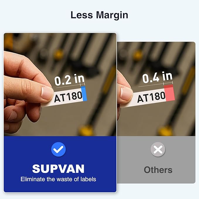 SUPVAN E11 Bluetooth Label Maker Machine, Support Keyboard & App with 40 Fonts and 650+ Icons, Rechargeable Inkless Labeler for Home, Kitchen, Office, School, Organization, Black