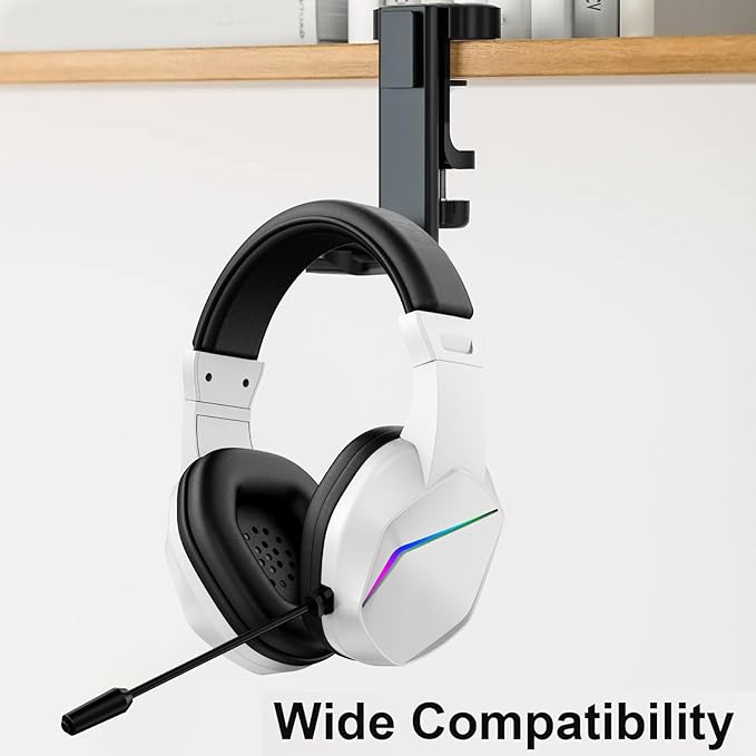 Cuifati USB Gaming Headset with Microphone 7.1 Surround Sound Noise Cancelling Headphones with RGB Lighting 40mm Drivers Memory Foam Ear Cushions for PC Call Center Online Classes (White)
