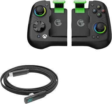 BoxWave Cable Compatible with GameSir X4 Aileron - PowerDisplay PD Right Angle Cable (4ft) - USB-C to USB-C (100W), LED Wattage Info Extra Long Braided Nylon - Jet Black