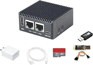 NanoPi R76S Mini Router, RK3576 Octa-Core SoC with AI Model, LPDDR4X 4GB RAM 64GB eMMC, 6TOPS NPU,Dual 2.5G Ethernet, Support M.2 Wi-Fi Module (with M.2 WiFi, LPDDR4X 4GB, TF Card Kit)