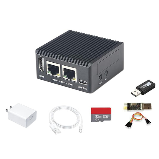 NanoPi R76S Mini Router, RK3576 Octa-Core SoC with AI Model, LPDDR4X 4GB RAM 64GB eMMC, 6TOPS NPU,Dual 2.5G Ethernet, Support M.2 Wi-Fi Module (with M.2 WiFi, LPDDR4X 4GB, TF Card Kit)