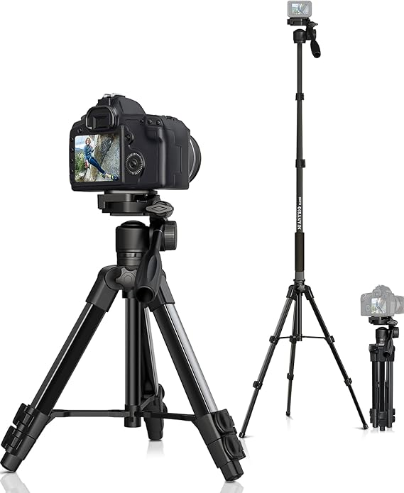 66.7" Camera Tripod Monopod with 3-Way Swivel Head, Aluminum Camera Stand