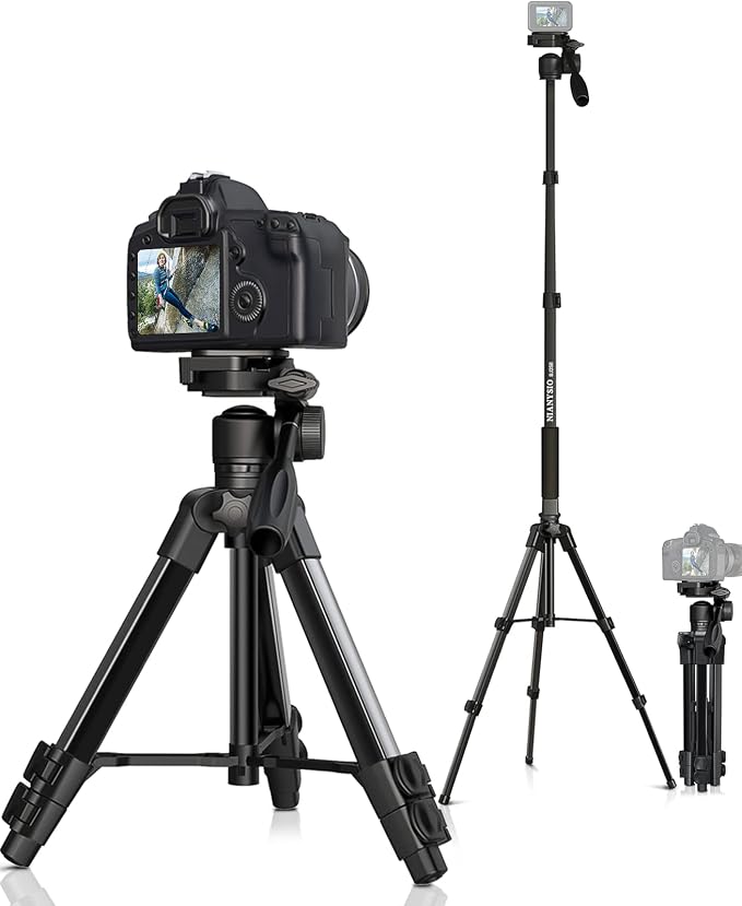 66.7" Camera Tripod Monopod with 3-Way Swivel Head, Aluminum Camera Stand