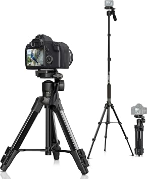 66.7" Camera Tripod Monopod with 3-Way Swivel Head, Aluminum Camera Stand