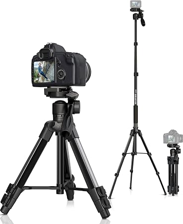66.7" Camera Tripod Monopod with 3-Way Swivel Head, Aluminum Camera Stand