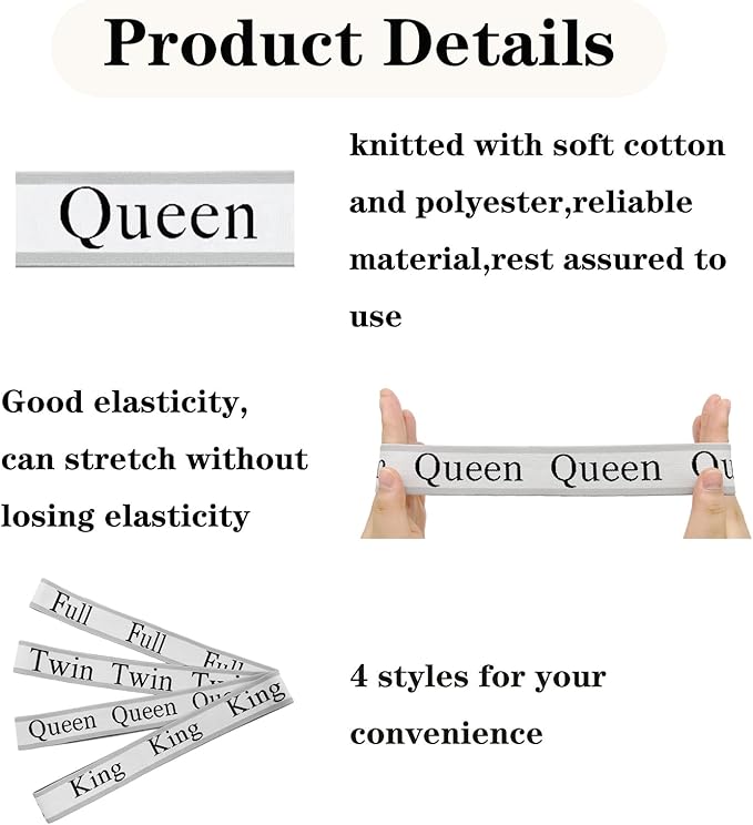 4 Pieces Bed Sheet Organizer Bands, Sheet Organizers and Storage Label Bands, Sheets Organizer for Closet, Sheet Label for Bedding, Sheet Keepers Linen Labels Bedding Bands (Grey, 4Pcs Queen)