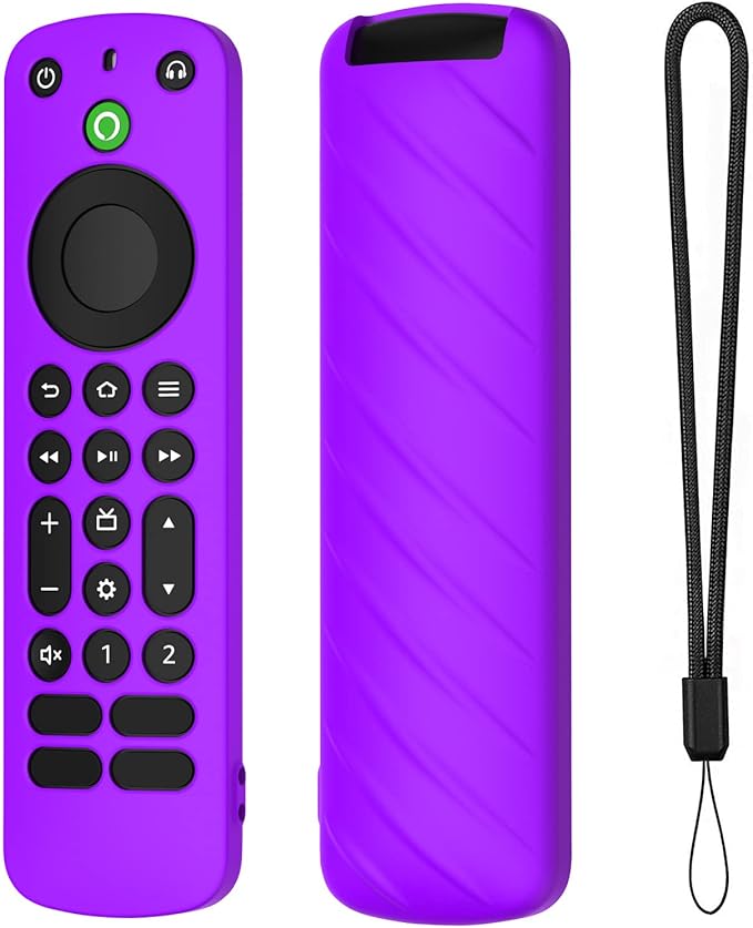 LEFXMOPHY Cover Compatible with Alexa Voice Remote Pro 2022 Case Purple Silicone Protective Protector with Lanyard