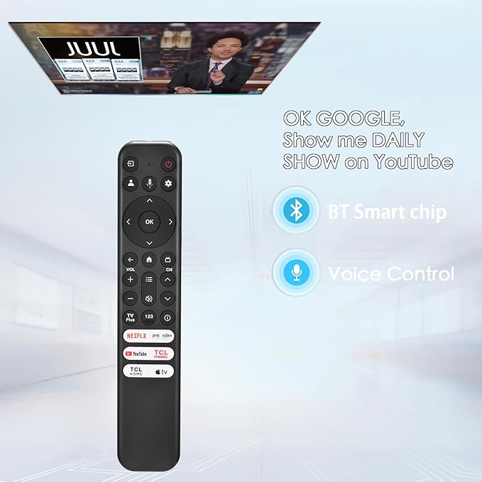 for TCL Google TV Remote, RC813 for Voice Replacement Control,for Android Mini-LED QLED 4K UHD Smart Television, with 6 Shortcut Buttons for NEIFLX/Prime/YouTube/TCL/Apple TV Buttons