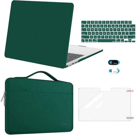 MOSISO Compatible with MacBook Air 13 inch Case M5 2026 M4 2025 M3 M2 2024-2022 A3449 A3240 A3113 A2681,Hard Shell&Sleeve Bag&Keyboard Skin&Webcam Cover&ScreenFilm for MacBook Air 13.6, Peacock Green