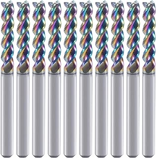 1/8" Carbide Square End Mill for Aluminum Copper Applications, 3-Flute,1/8" Cutting Diameter,DLC Coating, CNC Router Bits, End Mill Bits, U-Type Design, 10-Pack (3.175 * 3.175 * 15mm) - Image 1