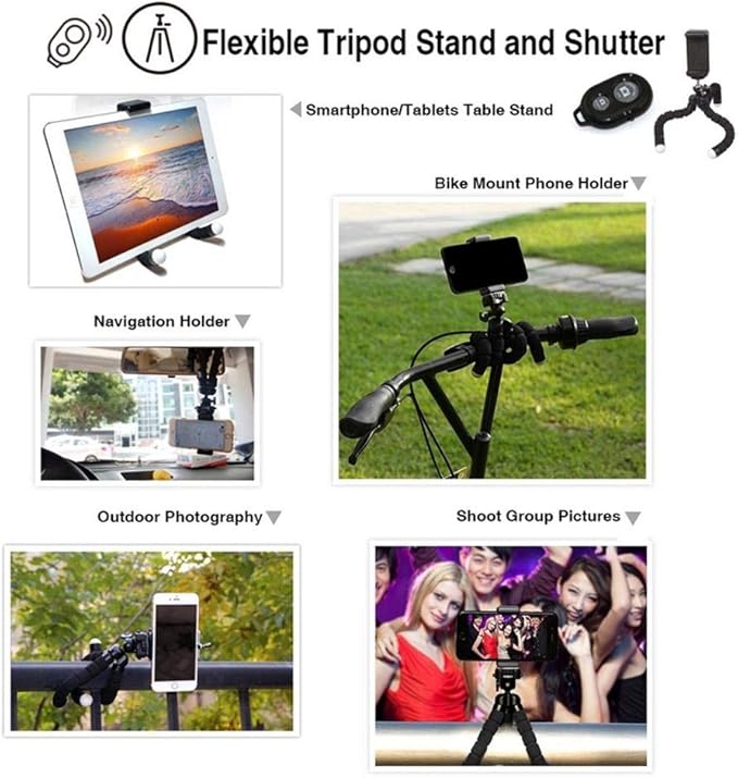 Phone Camera Lens Kit,4 in 1 Cell Phone Camera Lenses Kit - 18X Telescopic Lens + 198° Fisheye Lens + 0.36 Super Wide Angle Lens 15X Macro Lens