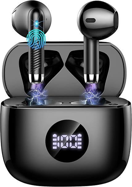 Wireless Earbuds, Bluetooth 5.4 Ear Buds LED Power Display Headphones Bass Stereo, Bluetooth Earbuds in-Ear Noise Cancelling Mic, 40H Playback Mini Case IP7 Waterproof Sports Earphones for Android iOS