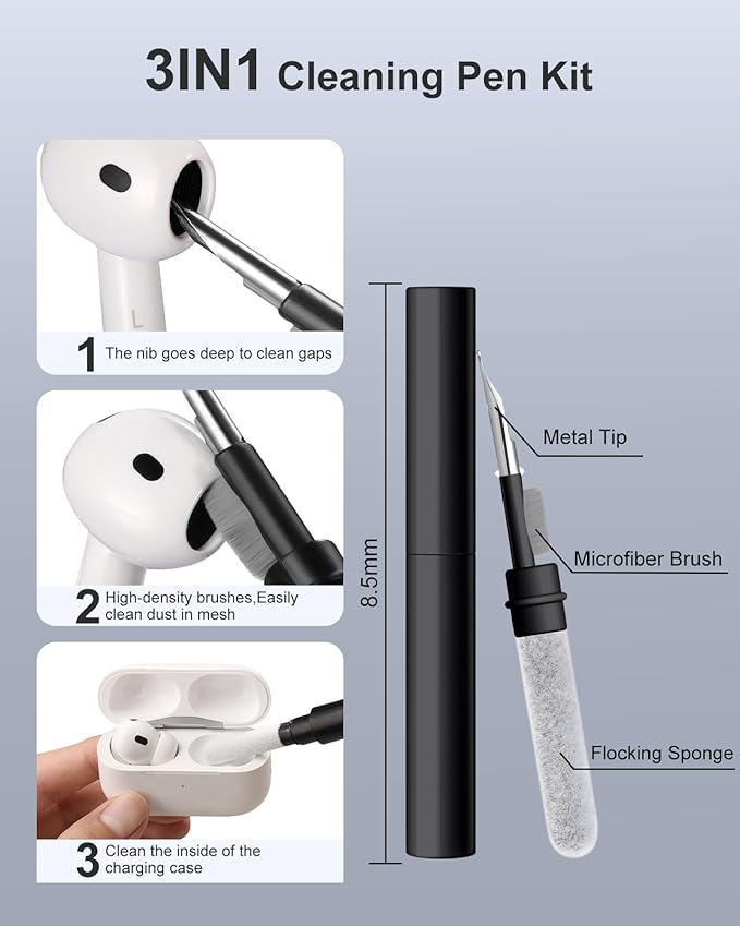 Lerobo for AirPods Pro 2 Case with Cleaner Kit,Hard Protective Cover Compatible with Apple AirPods Pro 2nd/1st Generation with Keychain, Powerful Drop Protection, Magnetic Lid, LED Visible, Black