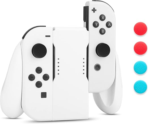 FUNDIARY Comfort Charging Grip Compatible with Nintendo Switch and Switch OLED Joycon, Handheld Accessories for Joycon Controller with LED Indicator with Charging Cable and 6 Thumb Caps