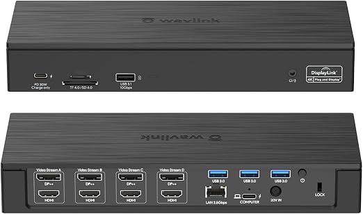 WAVLINK DisplayLink Laptop Docking Station Quad Monitor 4K@60Hz for MacBook - Image 6