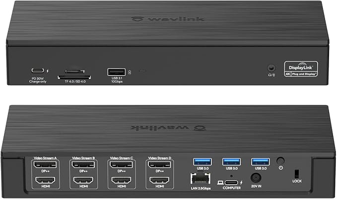 WAVLINK DisplayLink Laptop Docking Station Quad Monitor 4K@60Hz for MacBook - Image 8