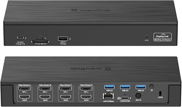 WAVLINK DisplayLink Laptop Docking Station Quad Monitor 4K@60Hz for MacBook - Image 2