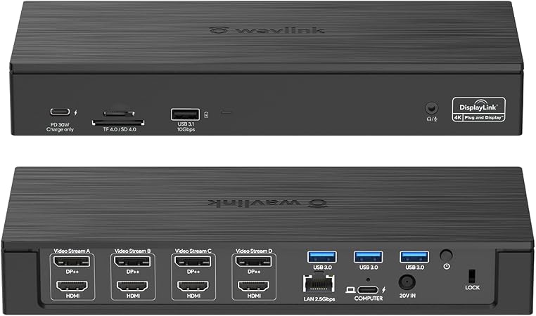 WAVLINK DisplayLink Laptop Docking Station Quad Monitor 4K@60Hz for MacBook - Image 3