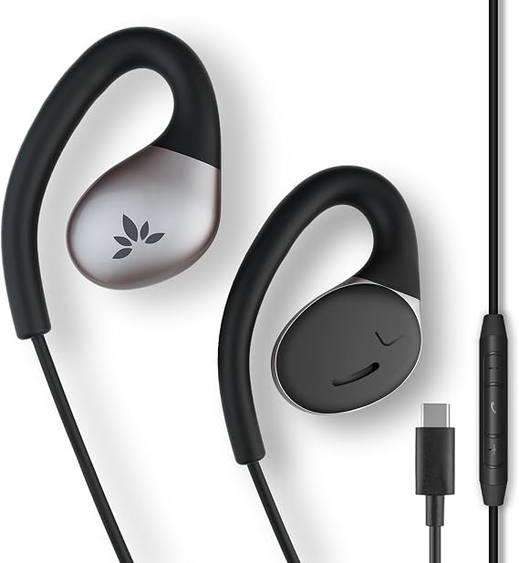 Avantree Resolve – USB-C Wired Open-Ear Earbuds w/Mic & Over-Ear Hook