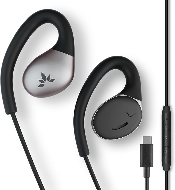 Avantree Resolve – USB-C Wired Open-Ear Earbuds w/Mic & Over-Ear Hook