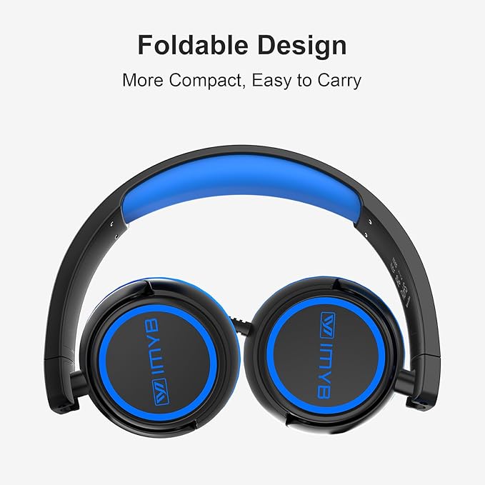 V1 Kids Headphones, Wired Stereo Foldable Tangle-Free 3.5mm Adjustable On-Ear Headphones for Kids for School/Toddlers/Childrens/Teens/Boys/Girls/Ipad/Tablet/Kindle/Phones/Travel/Plane (Black-B)